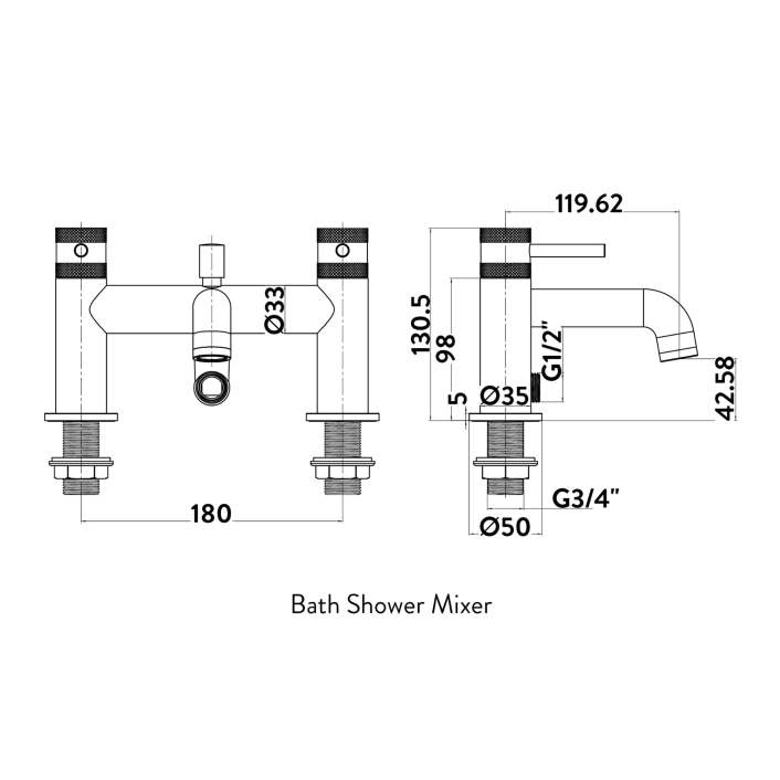 Scudo Core Bath Shower Mixer, Chrome