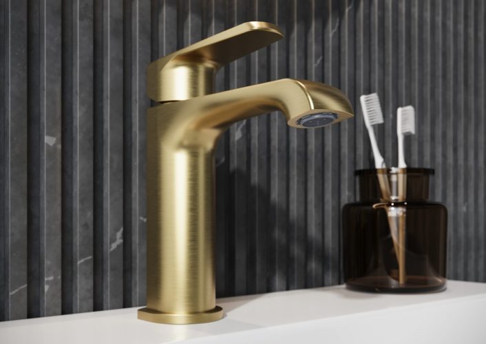 Scudo Montana Basin Mono Tap, No Waste, Brushed Brass