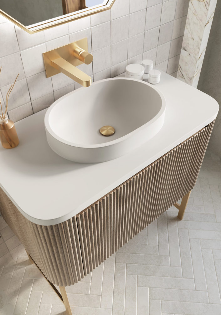 Scudo Linea Curve One Piece Vanity Basin — 900 x 480 x 30mm