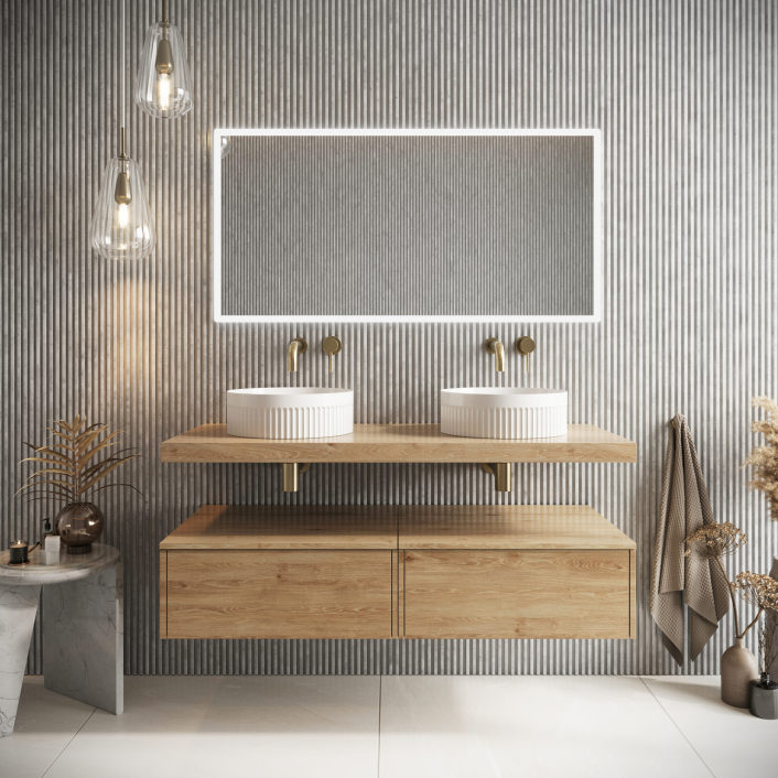 Scudo Shelph Basin Shelf, Davos Oak, Shelf Only — 1200mm