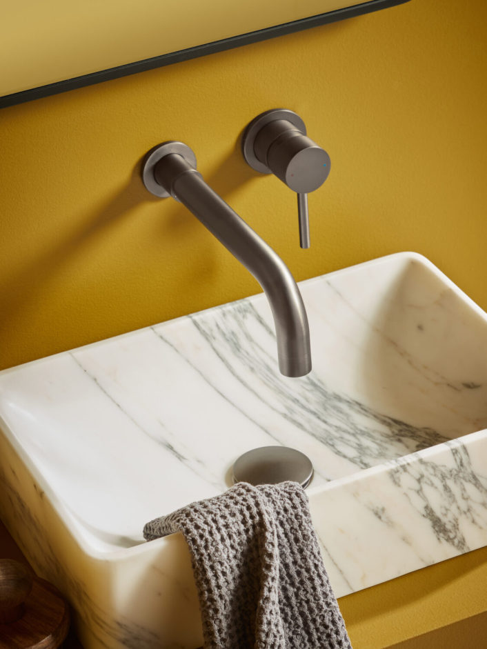 Scudo Core Wall Mounted Basin Tap & Filler, Gunmetal