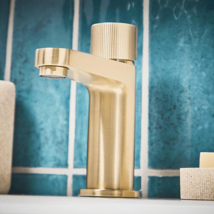 Scudo Koko Mono Basin Mixer, Brushed Brass