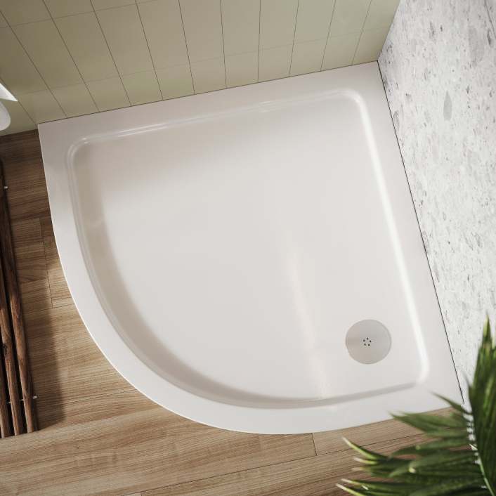 Scudo Eco-Stone Quadrant Shower Tray, 30mm, White — 800 x 800mm