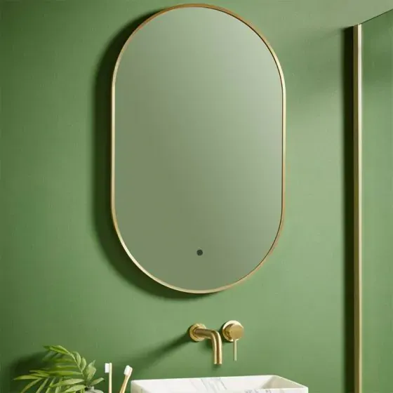 Scudo Aubrey Tablet LED Mirror, 500 x 800mm — Brushed Brass Frame