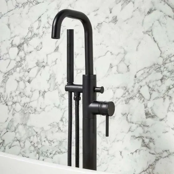 Scudo Core Freestanding Bath Shower Mixer, Black