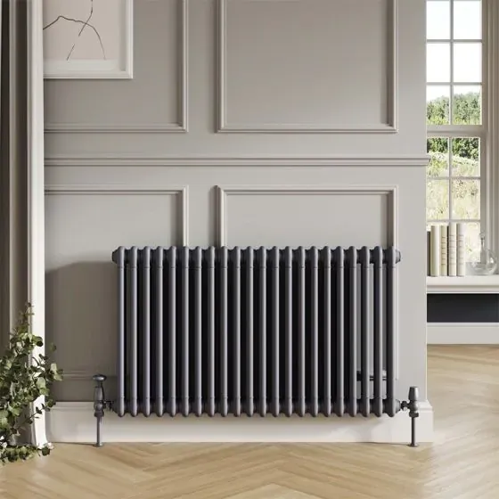 Scudo Foundry Column Radiator, 2 Column, 14 Sections, 600 x 650mm — Anthracite