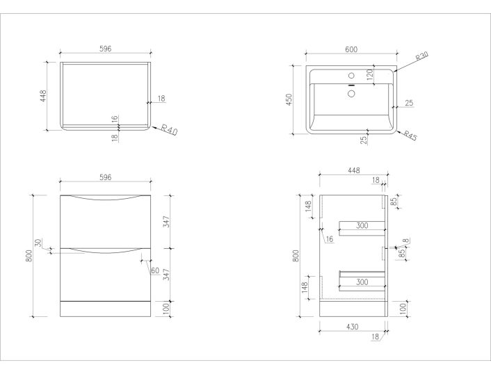 Scudo Bella Floor Cabinet, Gloss White — 600mm