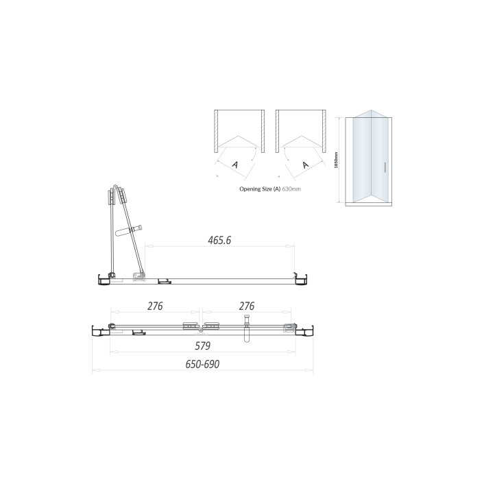 Scudo S6 Bifold Semi-Frameless Shower Door, 6mm, Chrome — 700mm