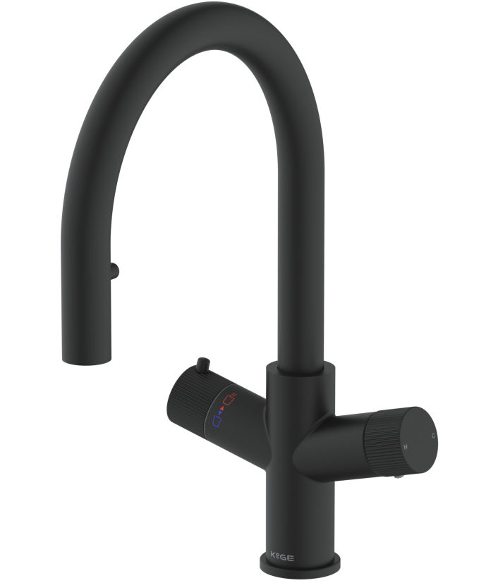 Kelvin 4-in-1 Boiling Water Tap, Pull Out D Spout, Black