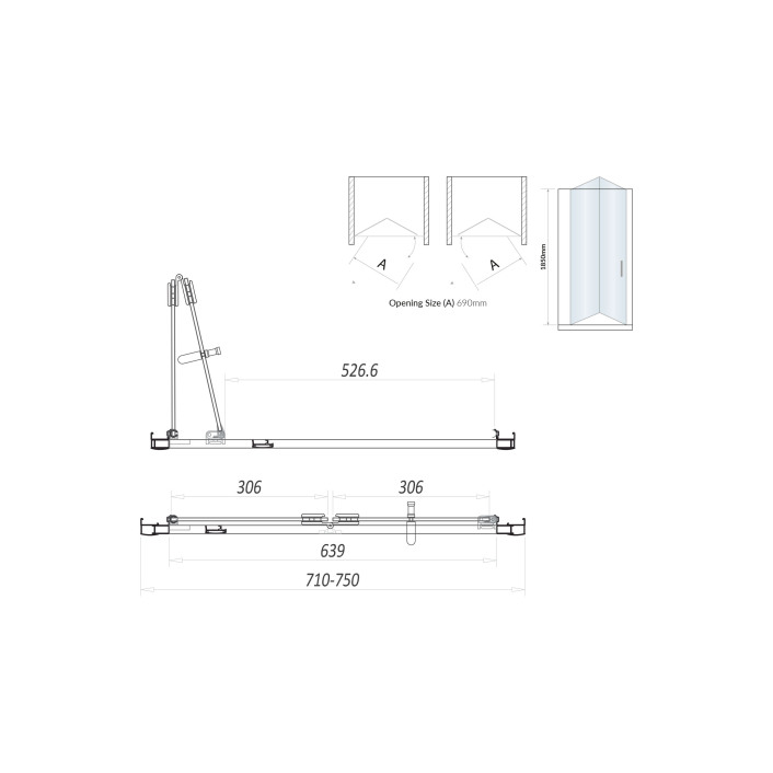 Scudo S6 Bifold Semi-Frameless Shower Door, 6mm, Chrome — 760mm