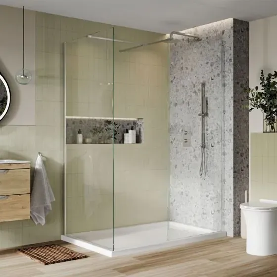 Scudo S8 Wetroom Panel, 8mm, Chrome — 1200mm