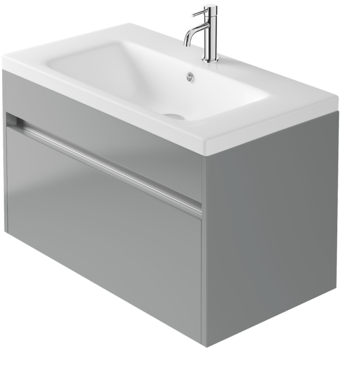 Zaneti Aspect Wall Basin Unit 800mm Mid Grey