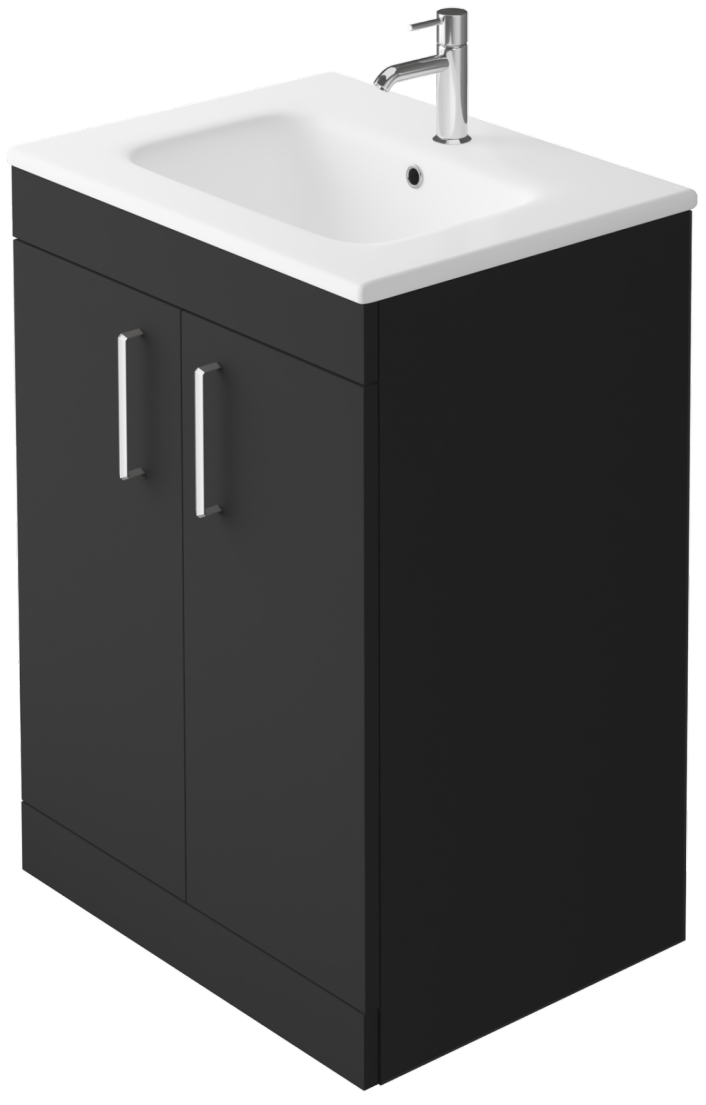 Zaneti Kolour Floor Basin Unit 600mm Soft Black