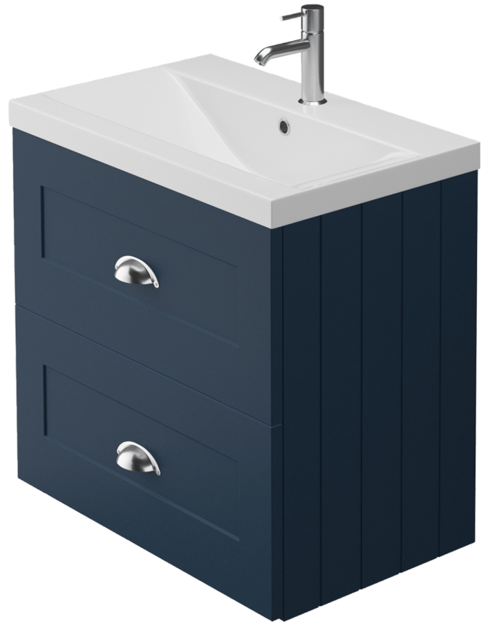 Zaneti Clarity Wall Hung Basin Unit 600mm Henley Blue