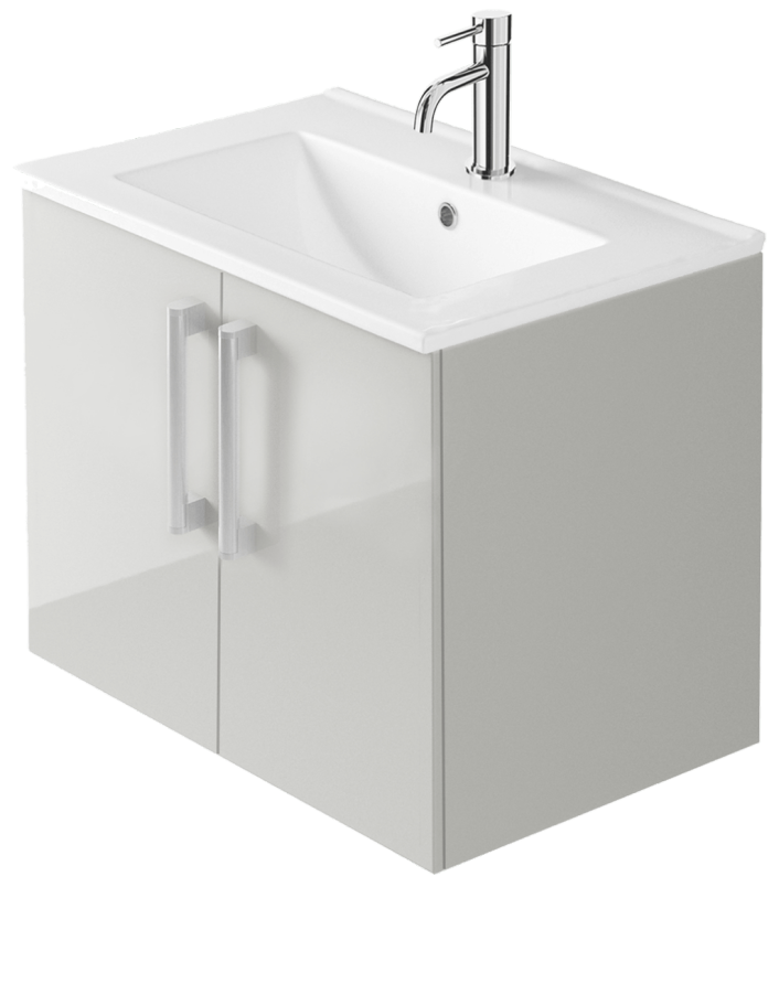Zaneti Series 2 Door Wall Hung 600mm Gloss Light Grey