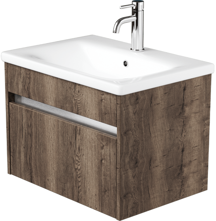 Zaneti Aspect Wall Basin Unit 650mm Tobacco Oak