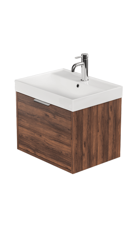 Zaneti Dakota Wall Hung Basin Unit 600mm Walnut