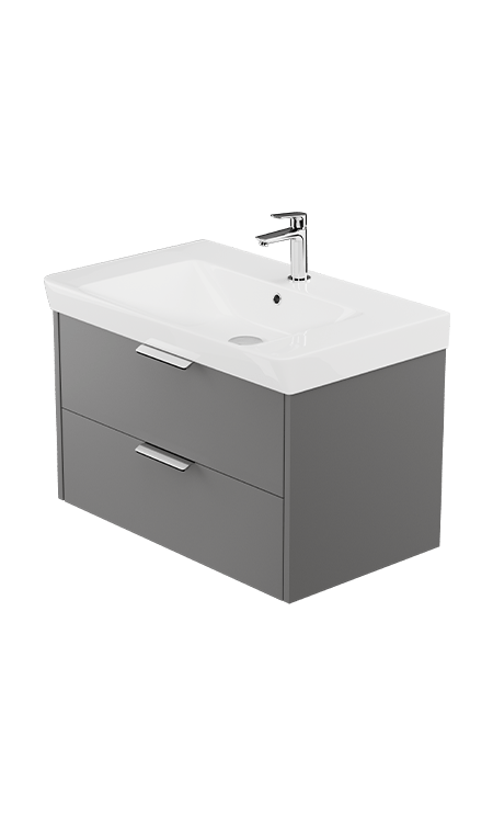 Zaneti Maddison Wall Hung Basin Unit 800mm Matt Mid Grey