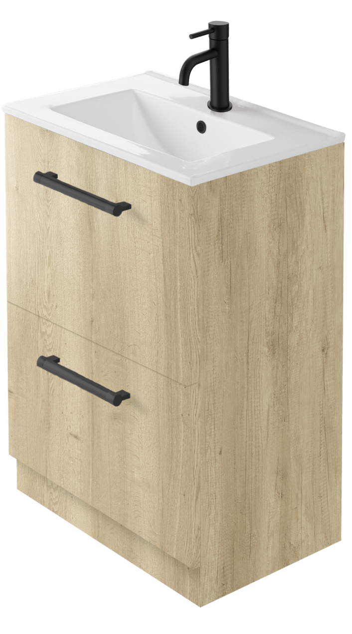 Zaneti Series 2 Drawer Floor Unit 600mm Havana Oak
