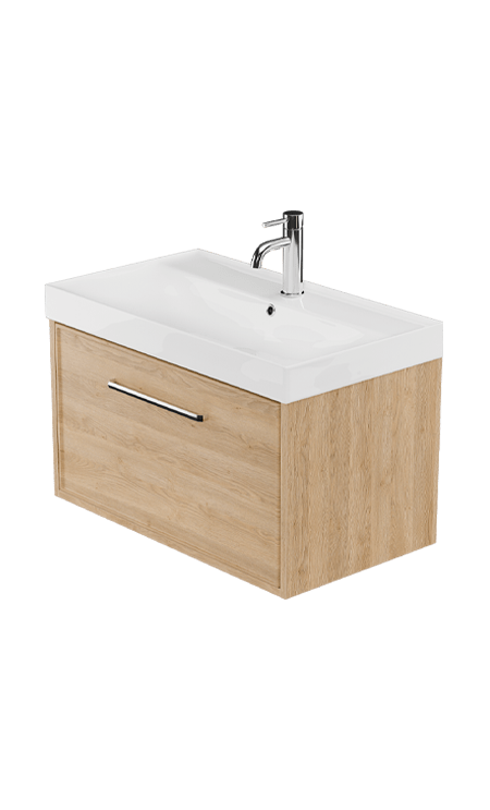 Zaneti Cotswold Wall Hung Basin Unit 800mm Sandy Oak
