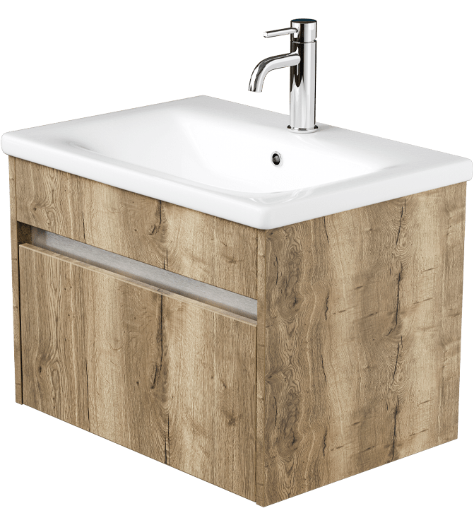 Zaneti Aspect Wall Basin Unit 650mm Natural Oak