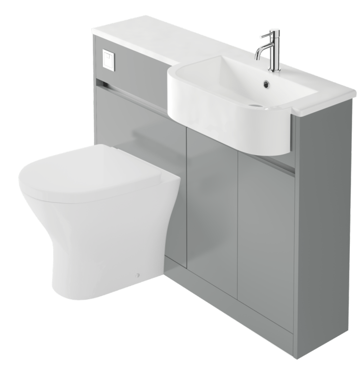 Zaneti Aspect Right Hand Basin/WC Combi Unit 1100mm Mid Grey