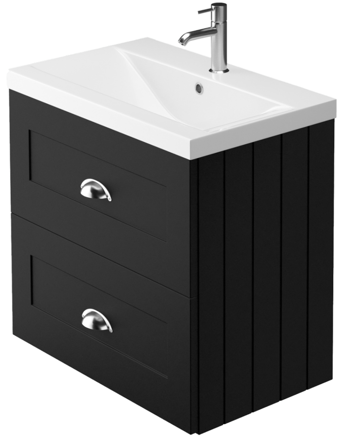 Zaneti Clarity Wall Hung Basin Unit 600mm Black