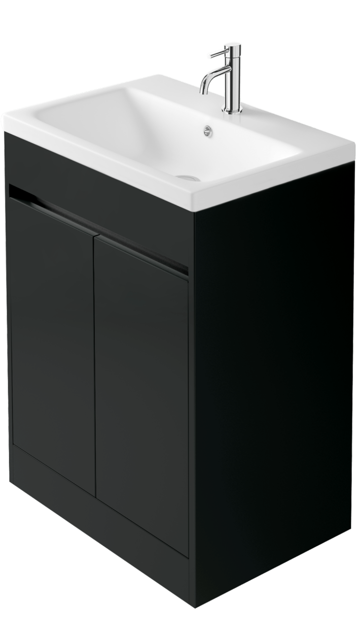 Zaneti Aspect Floor Basin Unit 650mm Soft Black