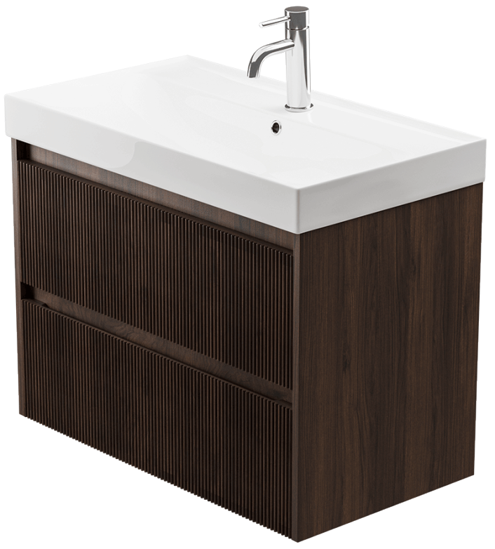 Zaneti Amor Wall Hung Basin Unit 800mm Walnut
