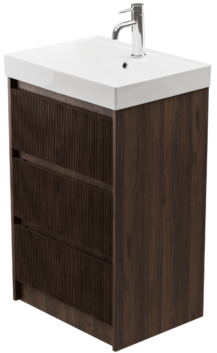 Zaneti Amor 3 Drawer Floor Basin Unit 600mm Walnut