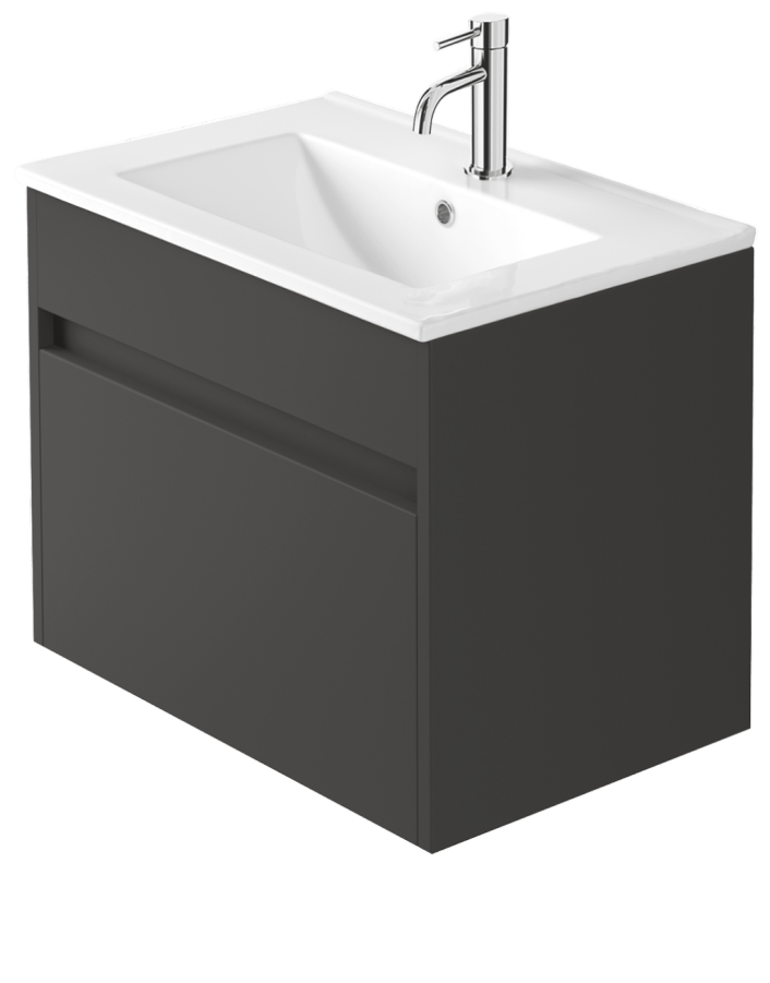 Zaneti Series One Drawer Basin Unit 500mm Carbon Grey