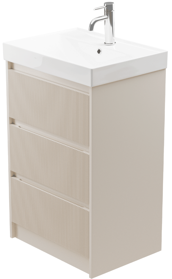 Zaneti Amor 3 Drawer Floor Basin Unit 600mm Cashmere