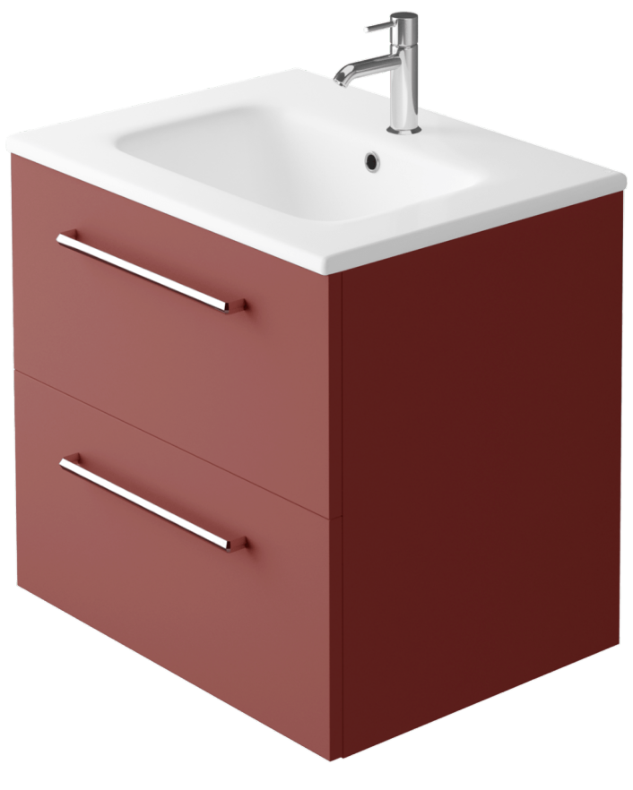 Zaneti Kolour Wall Hung Tuscan Unit 600mm Red