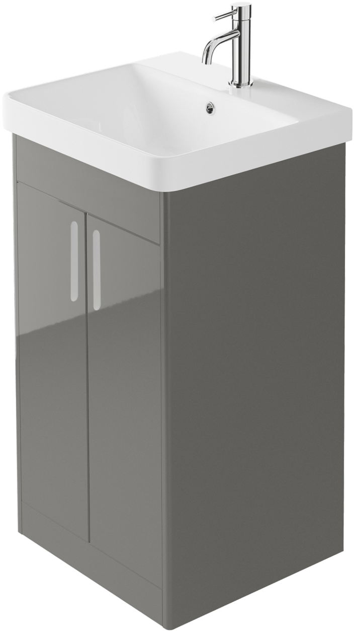 Zaneti Senza Pro Floor Basin Unit 500mm Gloss Mid Grey