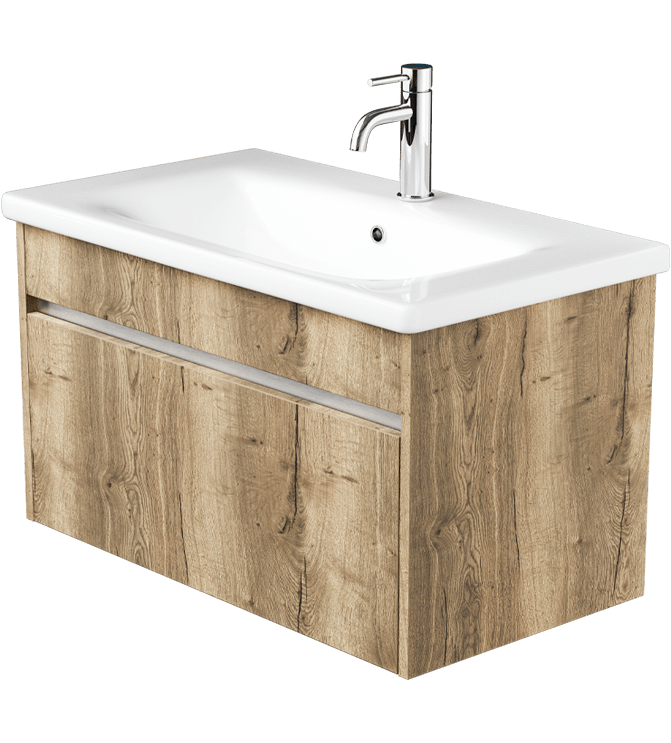 Zaneti Aspect Wall Basin Unit 800mm Natural Oak