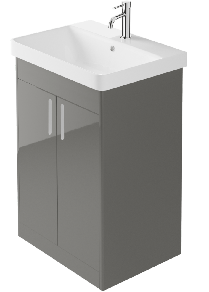 Zaneti Senza Pro Floor Basin Unit 600mm Gloss Mid Grey