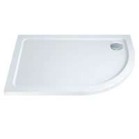 Scudo Eco-Stone Offset Quadrant Shower Tray, Right Hand, 30mm, White — 900 x 760mm