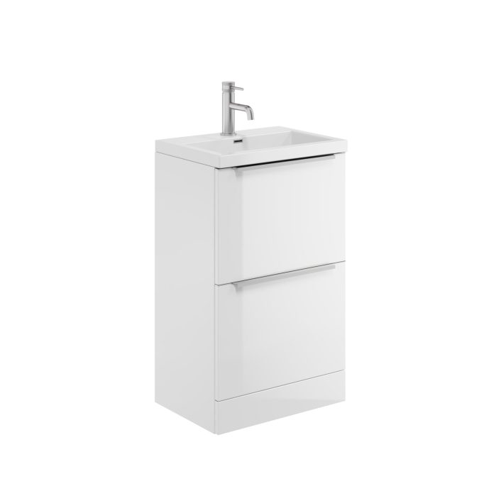 Scudo Muro Plus Freestanding 2 Drawer Vanity Unit, White — 500mm