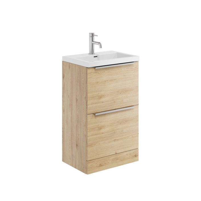Scudo Muro Plus Freestanding 2 Drawer Vanity Unit, Davos Oak — 500mm