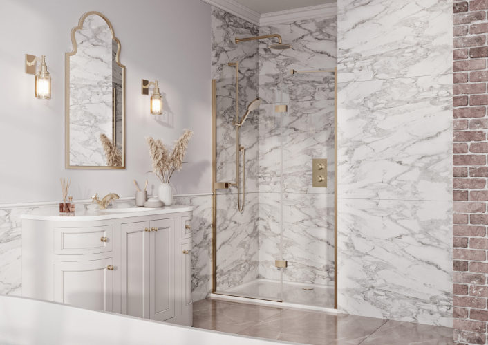 Scudo Dawn Athena Hinged Inline Shower Door, 6mm — 1000mm by Scudo