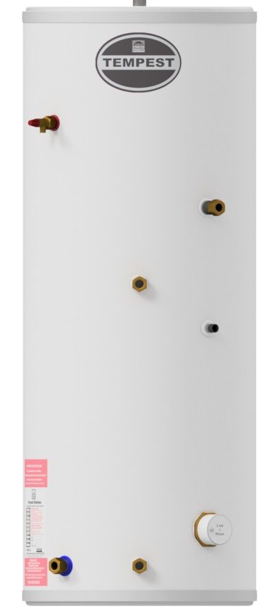 Telford Tempest 200 Litre Indirect Unvented Stainless-Steel Hot Water Storage Cylinder 1120 x 580