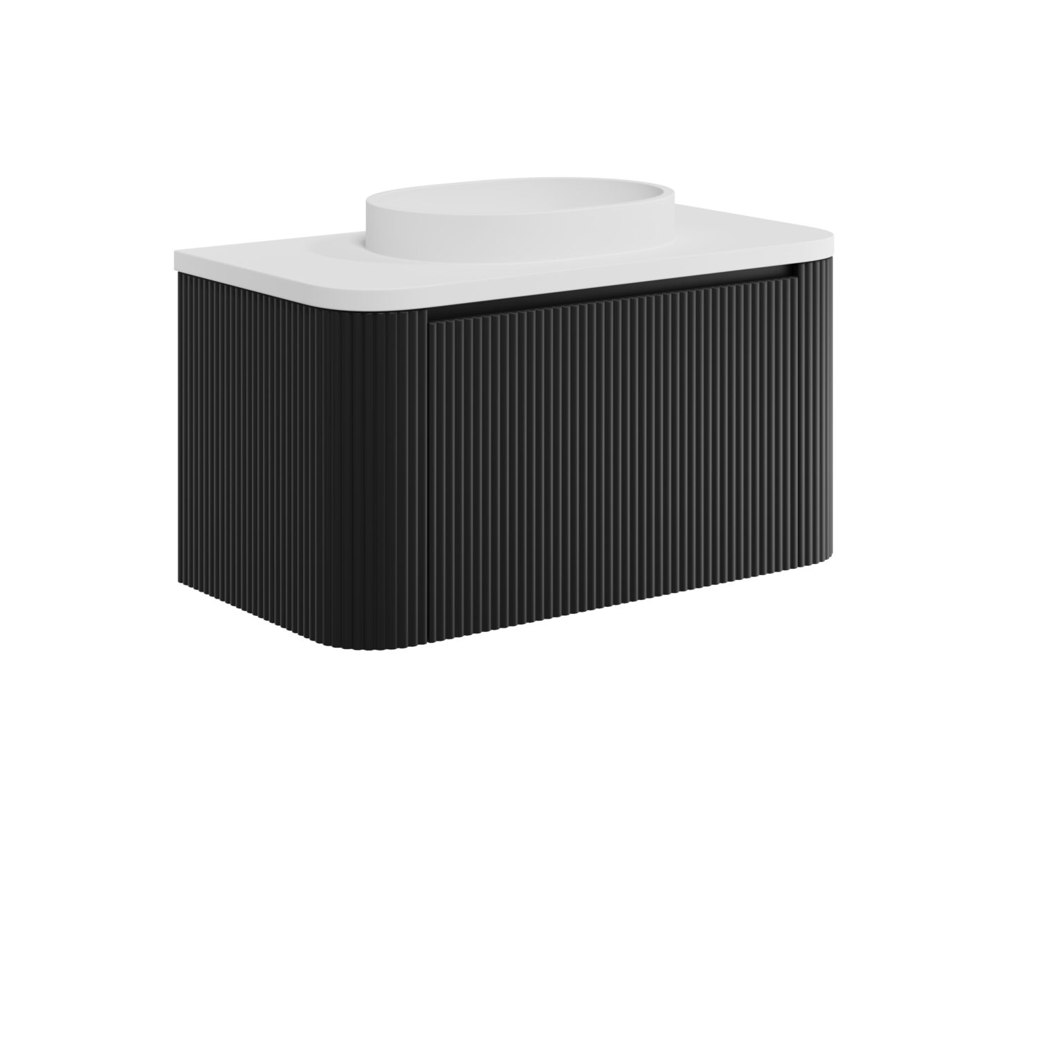 Linea Curve 900 Cabinet And Basin - Matt Black