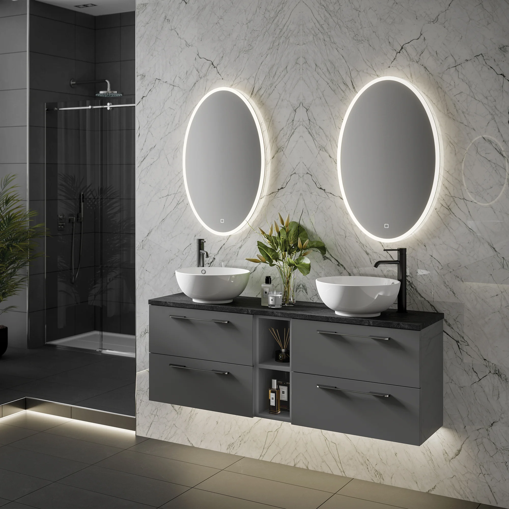 Arena Oval LED Illuminated Bathroom Mirror – 80 cm Wall Mounted