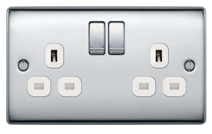 BG Nexus Metal 13Amp Double Switched Socket Polished Chrome