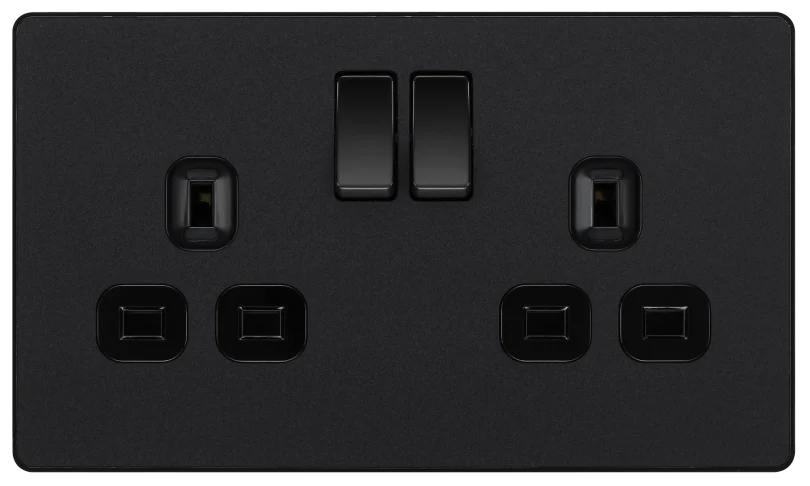 BG Evolve 13Amp Switched Double Socket Matt Black