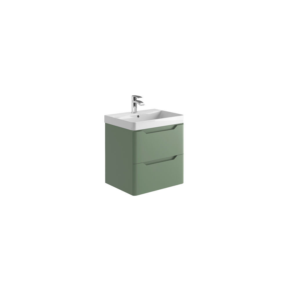 Ella 600 Wall Unit And Basin - Matt Sage Green