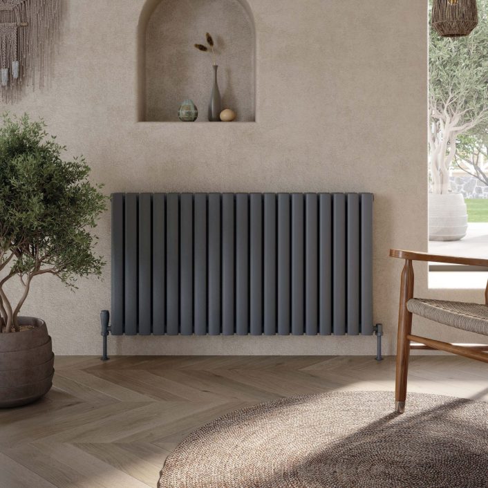 Scudo Apex Designer Radiator, Double Panel, 600 x 767mm — Anthracite