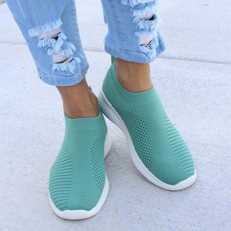 Women's Sneakers Vulcanized Shoes Breathable Mesh Platform Sneakers Women Slip On Ladies Casual Shoes Woman Flats Plus Size 43