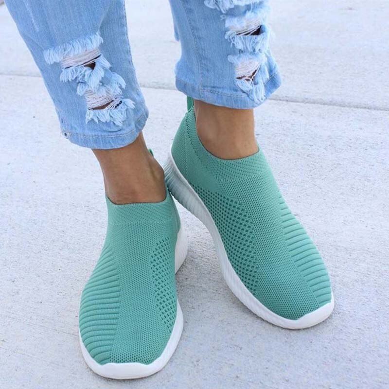 Women's Sneakers Vulcanized Shoes Breathable Mesh Platform Sneakers Women Slip On Ladies Casual Shoes Woman Flats Plus Size 43