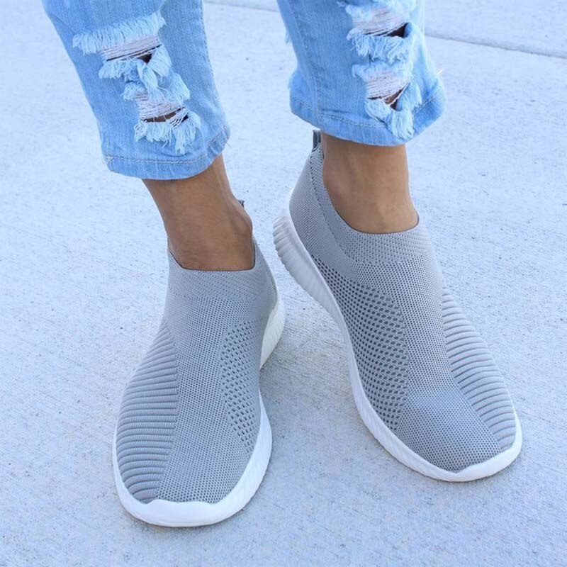 Women's Sneakers Vulcanized Shoes Breathable Mesh Platform Sneakers Women Slip On Ladies Casual Shoes Woman Flats Plus Size 43